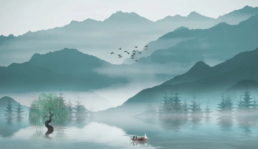 Papier peint entre montagne et lac, XXL, tendance