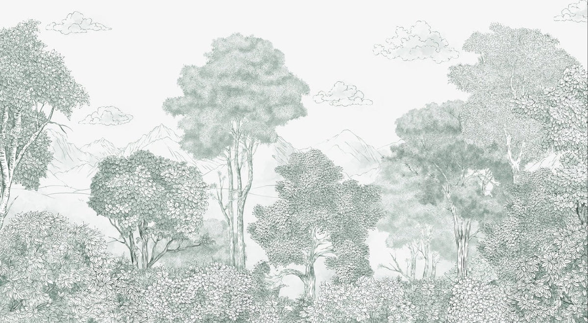 Papier peint panoramique Forêts et Monts vert