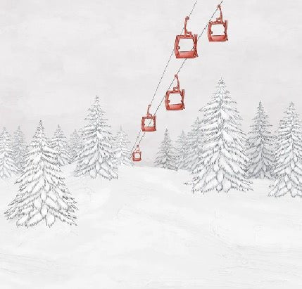 Papier peint montagne télécabine rouge