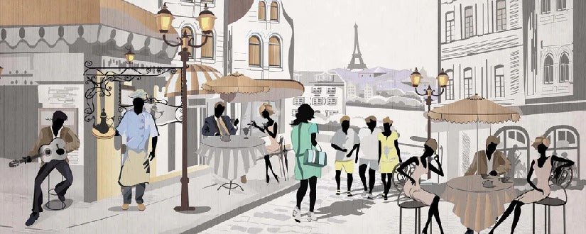 French wallpaper Paris café en terrasse