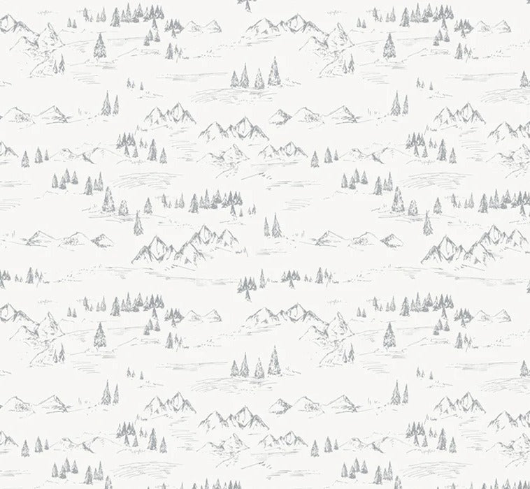 Papier peint illustration montagne et sapin