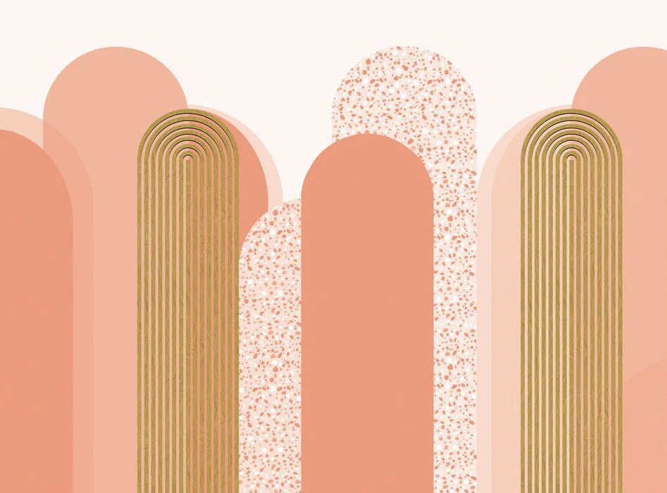 Papier peint Art déco graphique tendance rosé, XXL, tendance