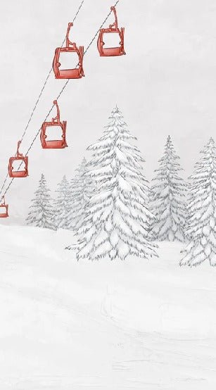 Papier peint montagne télécabine rouge
