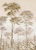 Papier peint nature pinède sépia