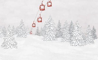 Papier peint montagne télécabine rouge, XXL, tendance