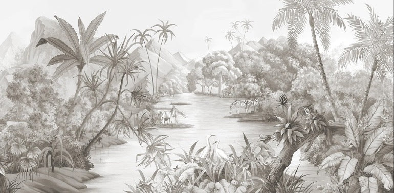 Papier peint panoramique jungle pittoresque