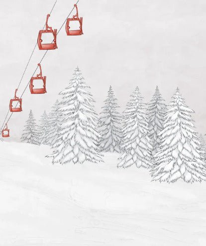 Papier peint montagne télécabine rouge