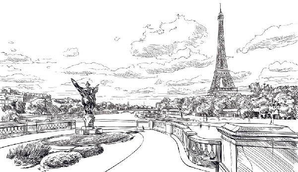 Papier peint pont Bir Hakeim vue tour Eiffel, XXL, tendance
