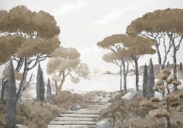 Papier peint balade dans les calanques brun