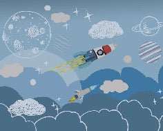 Papier peint enfant fusée espace spatiale