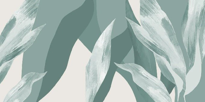 Papier peint panoramique étoffe florale vert d'eau