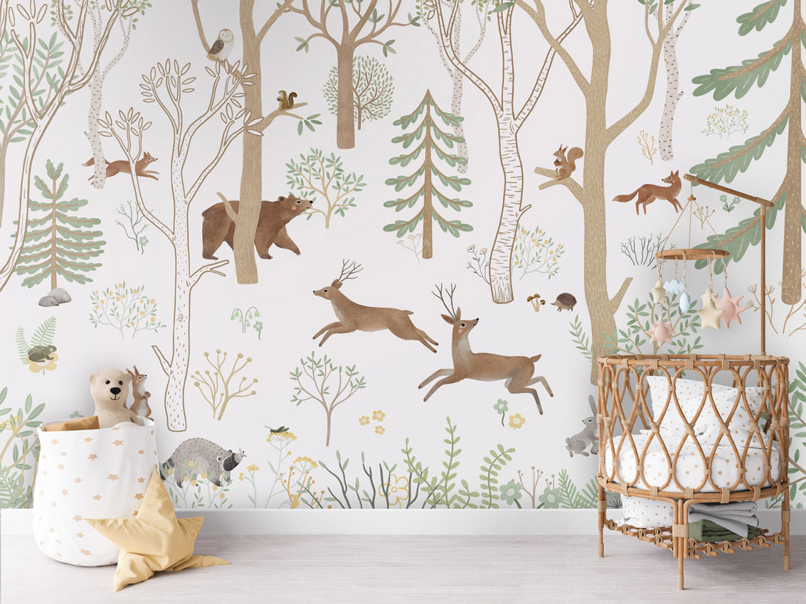 Papier peint enfant - Forêt animée - Muralconcept