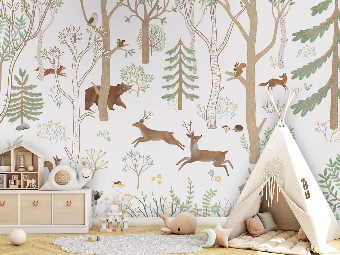 Papier peint enfant - Forêt animée - Muralconcept