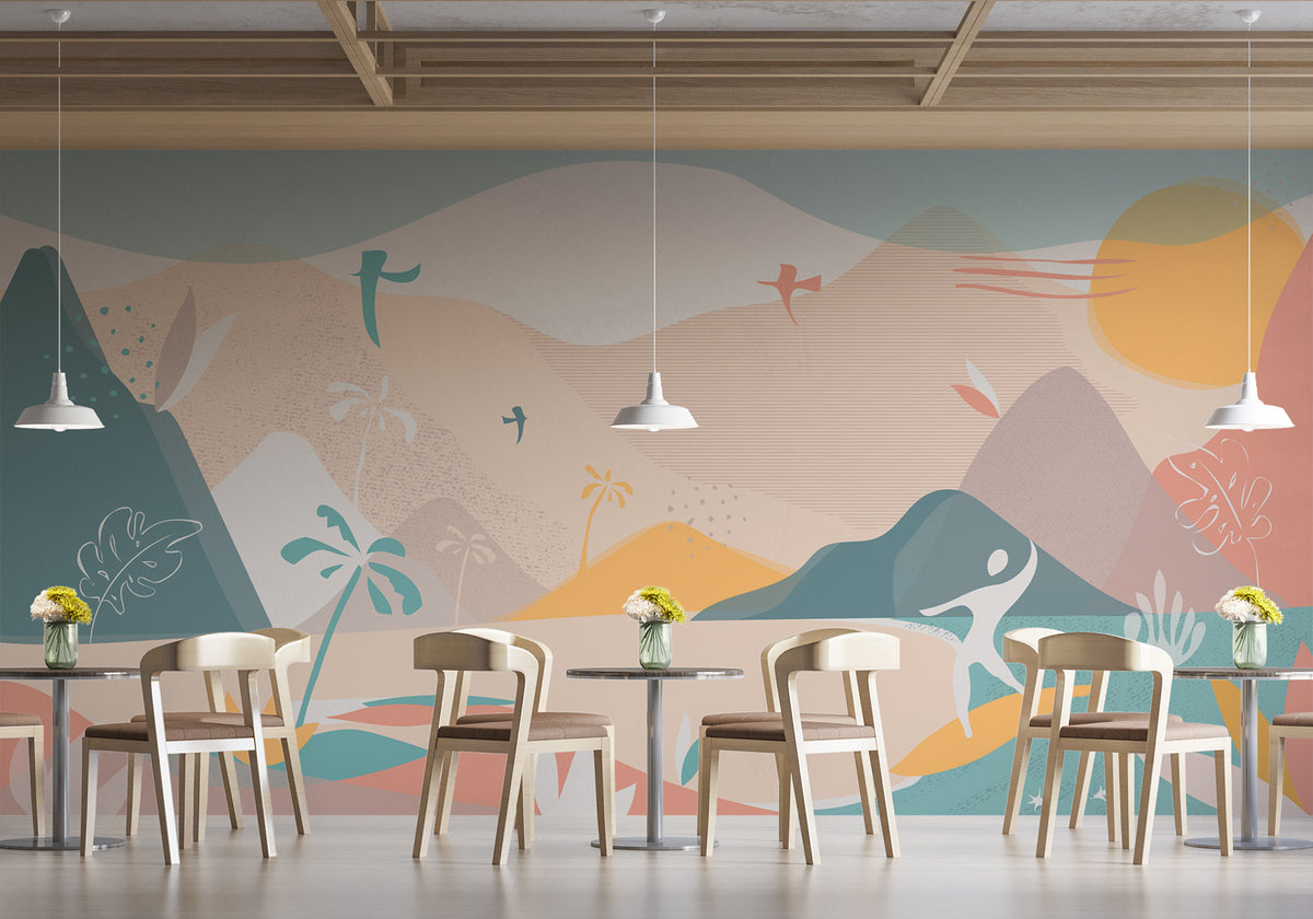 Art Deco Beach Bistro Wallpaper