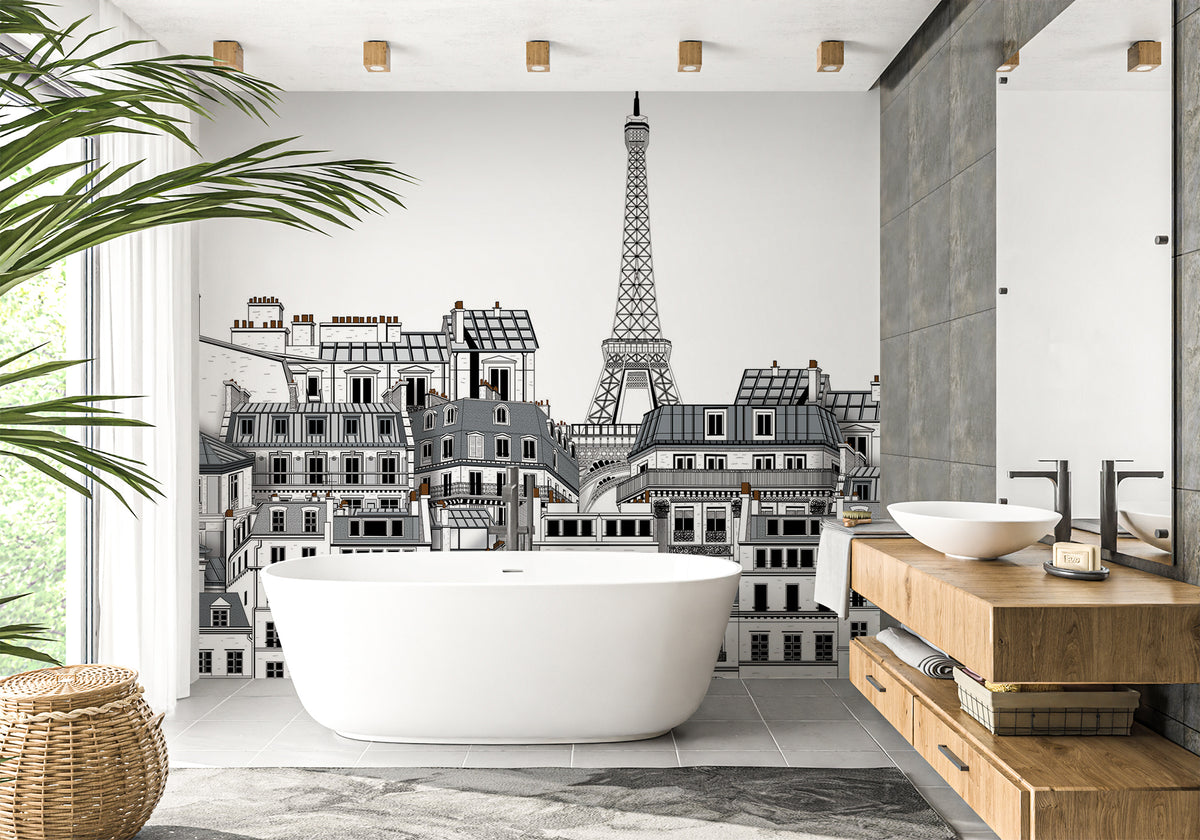 Papier peint salle de bain Français les toits Parisiens