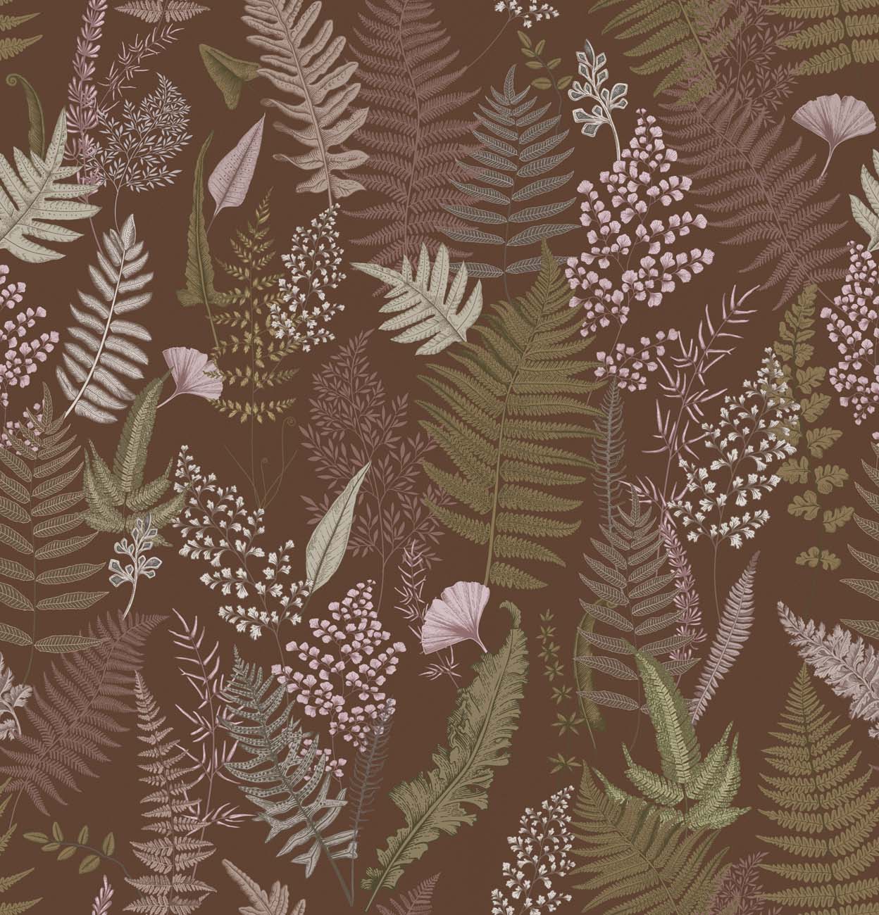 Papier peint toilette dense feuille terracotta, XXL, tendance