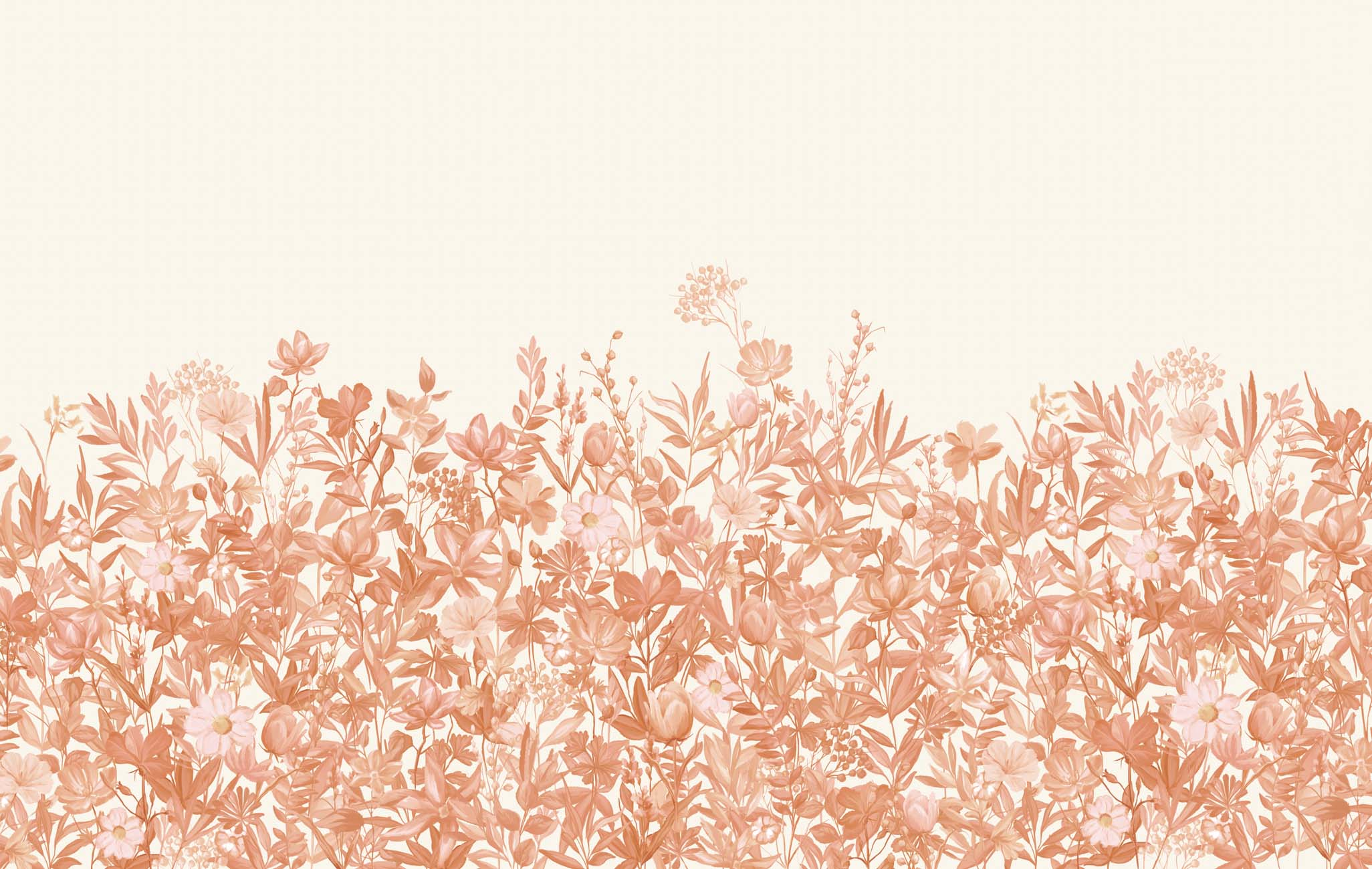 Papier peint fleurs au pinceau terracotta, XXL, tendance