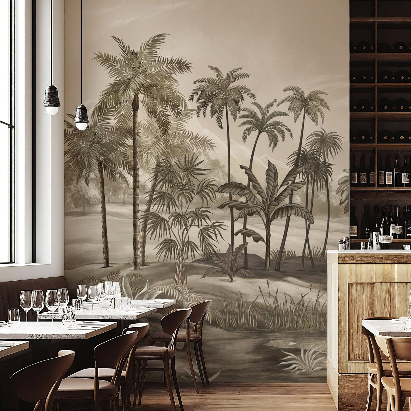 Papier peint jungle Zaphira sépia, XXL, tendance