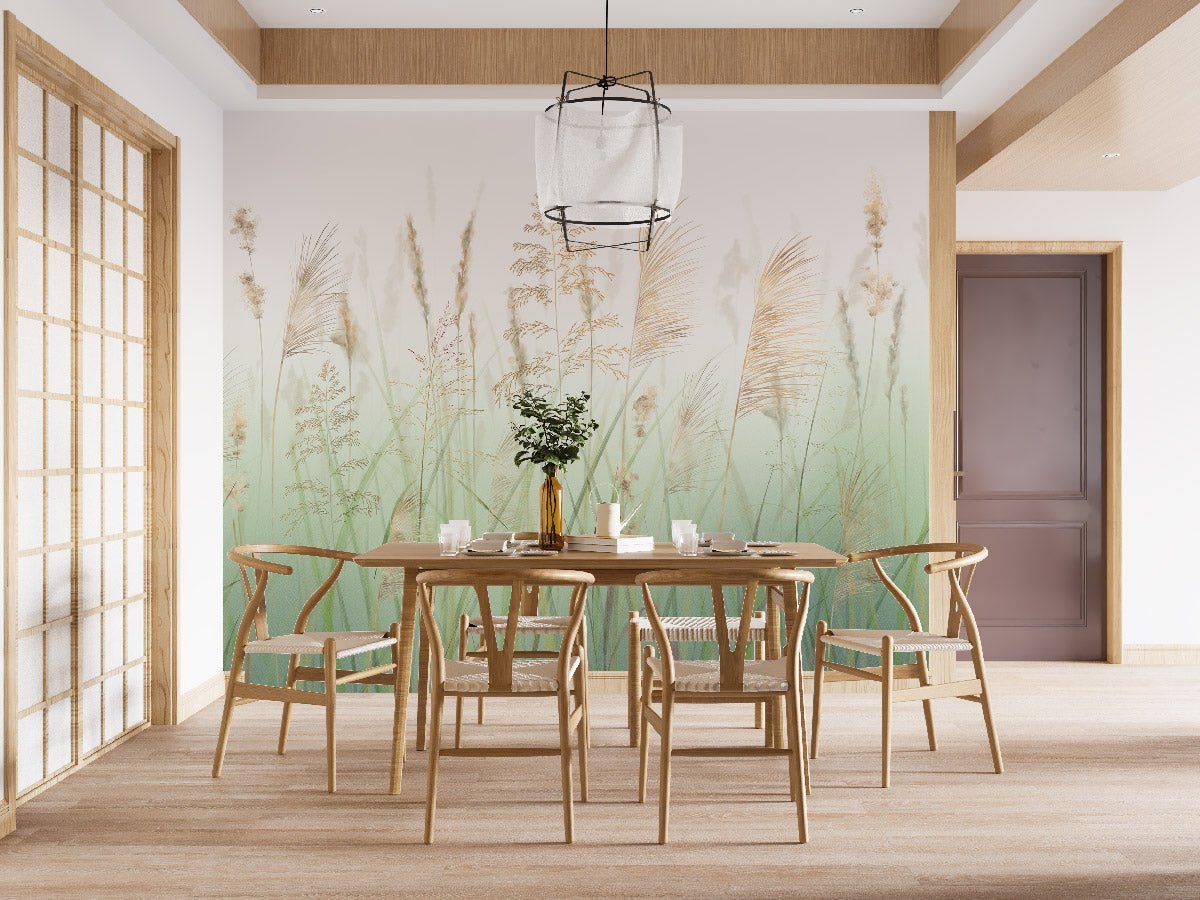 Papier peint fleur des champs de blé vert, XXL, tendance