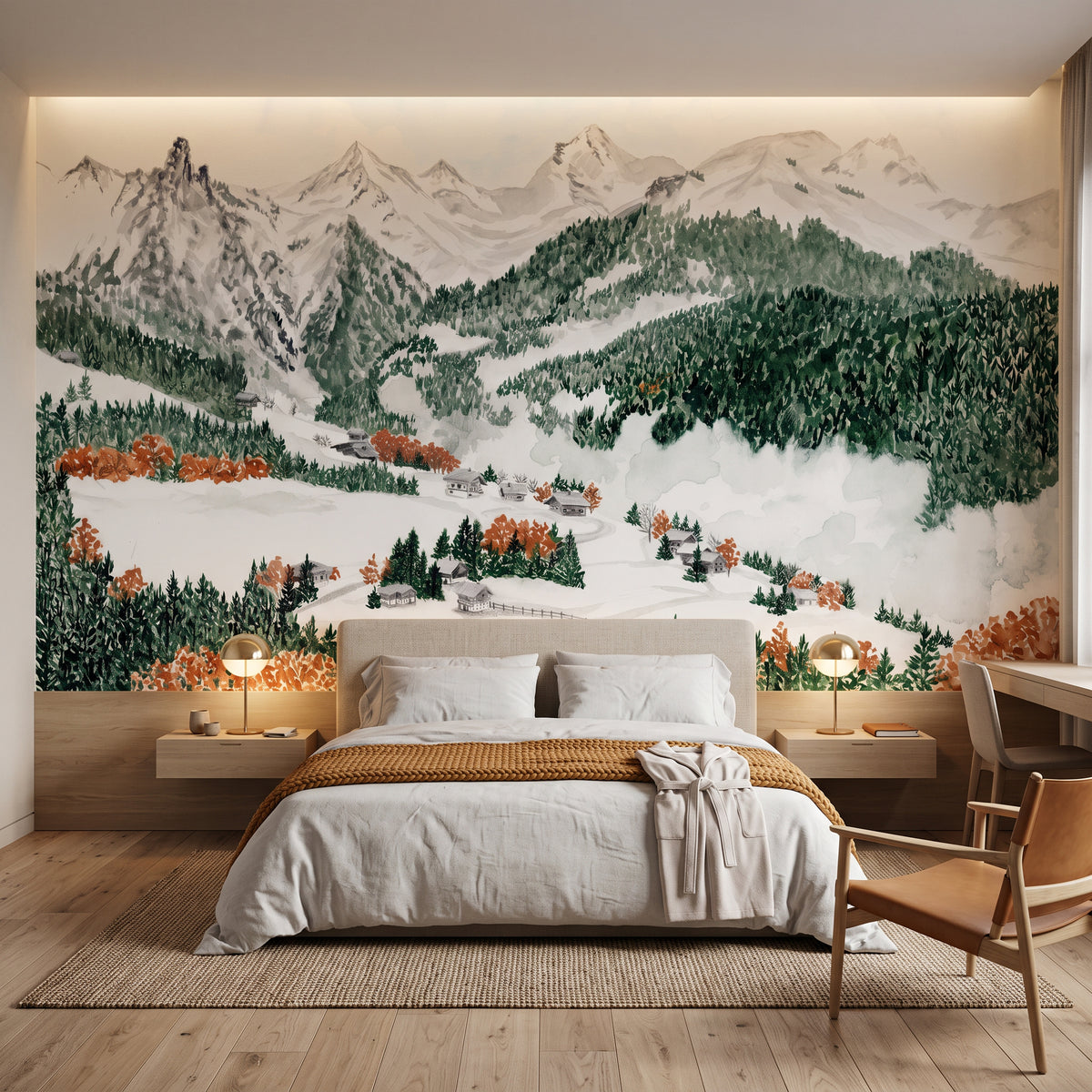 Papier peint Manigod –  Tapisserie murale montagne d’artiste