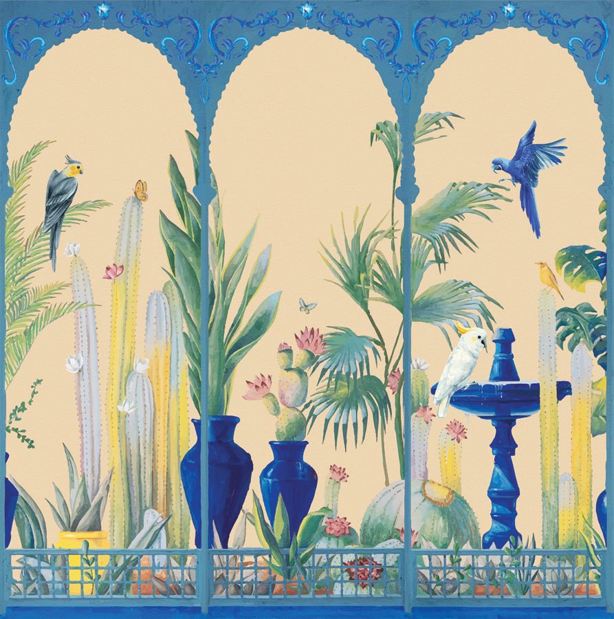 Papier peint panoramique art majorelle, mural concept, tendance