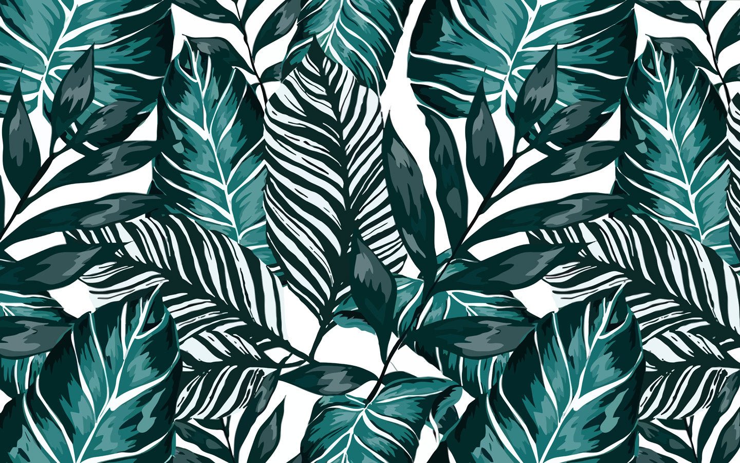 Papier peint intissé feuille couleur bleu paon, mural concept, tendance