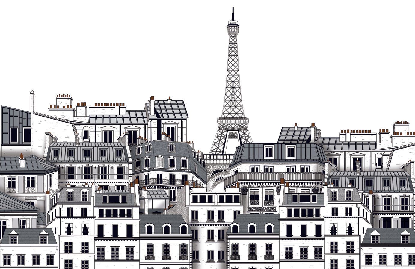 Papier peint bureau les toits Parisiens, mural concept, tendance