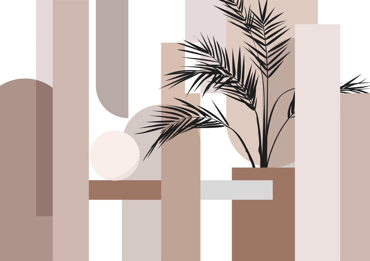 Papier peint salle de bain géométrique terracotta, mural concept, tendance