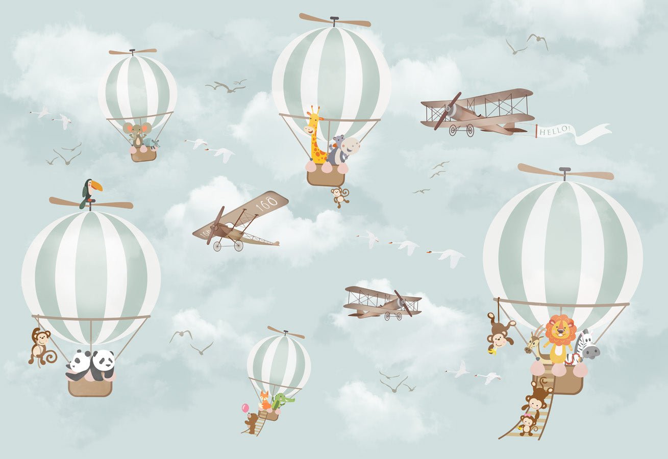 Papier peint les animaux en Montgolfière, mural concept, tendance