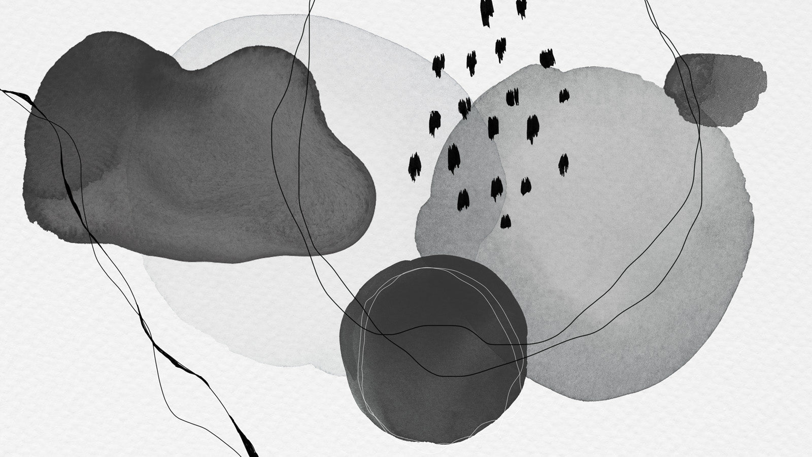 Papier peint moderne aquarelle noir et blanc, mural concept, tendance