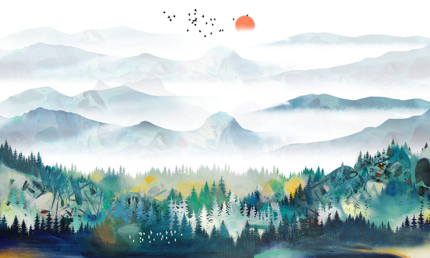 Papier peint Mountain & Scandinave, mural concept, tendance