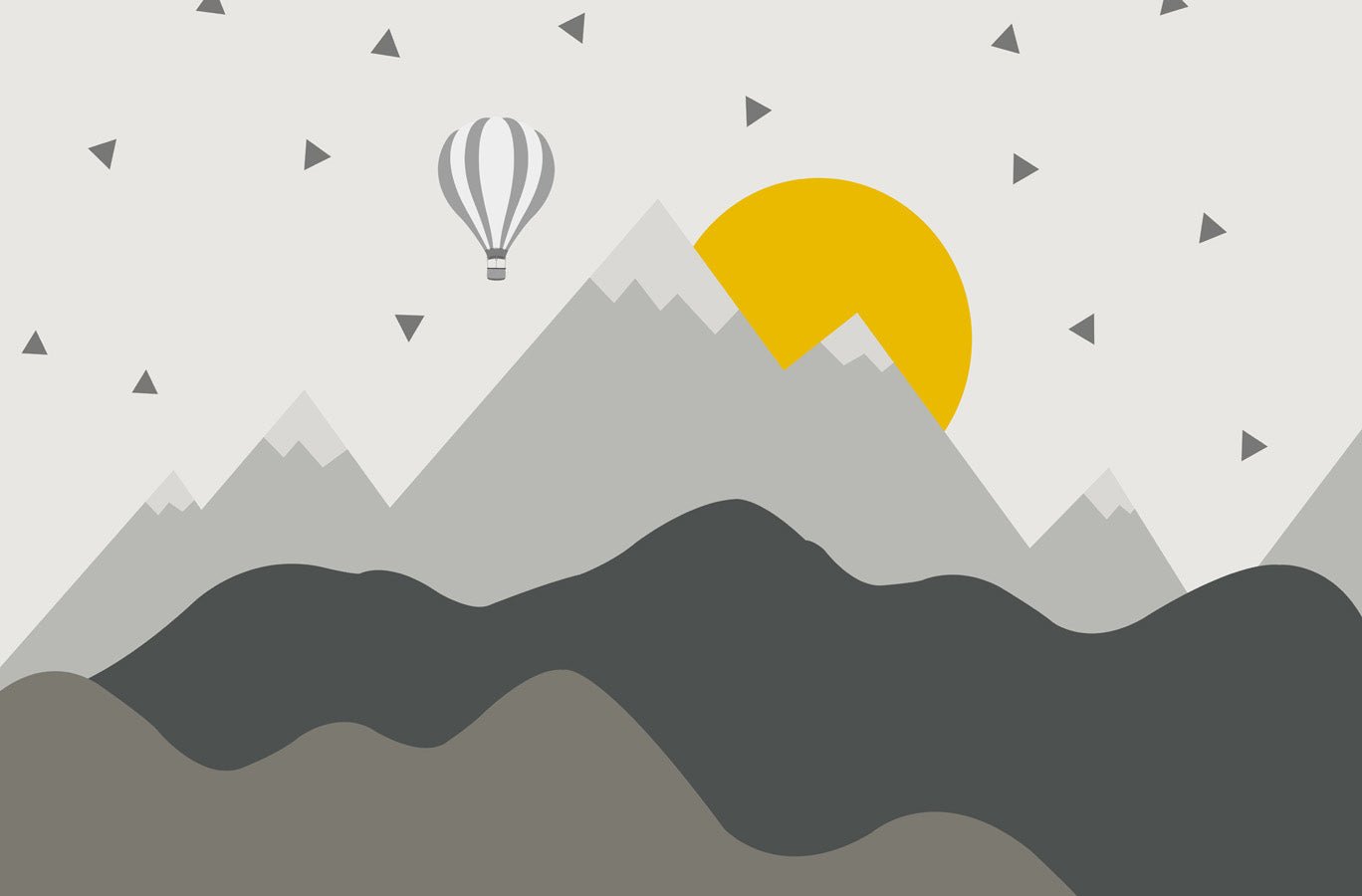 Papier peint panoramique scandinave montagne kids, mural concept, tendance