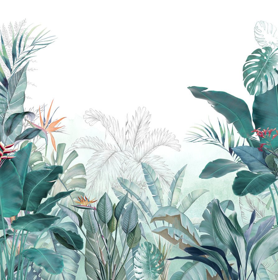 Papier peint panoramique tropical quintessence, mural concept, tendance