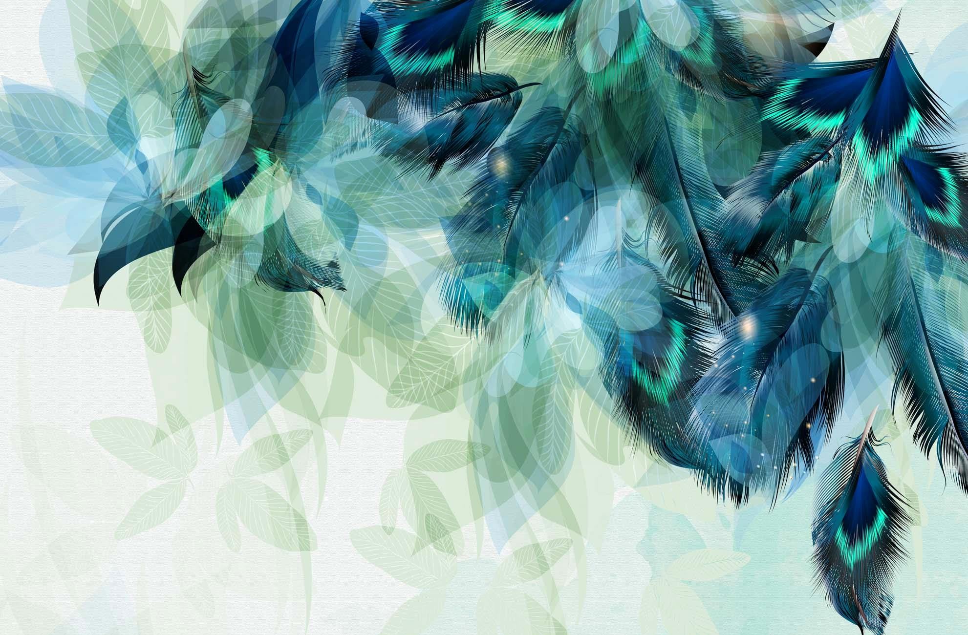 Papier Peint Plume Ethnique Paon, XXL, tendance