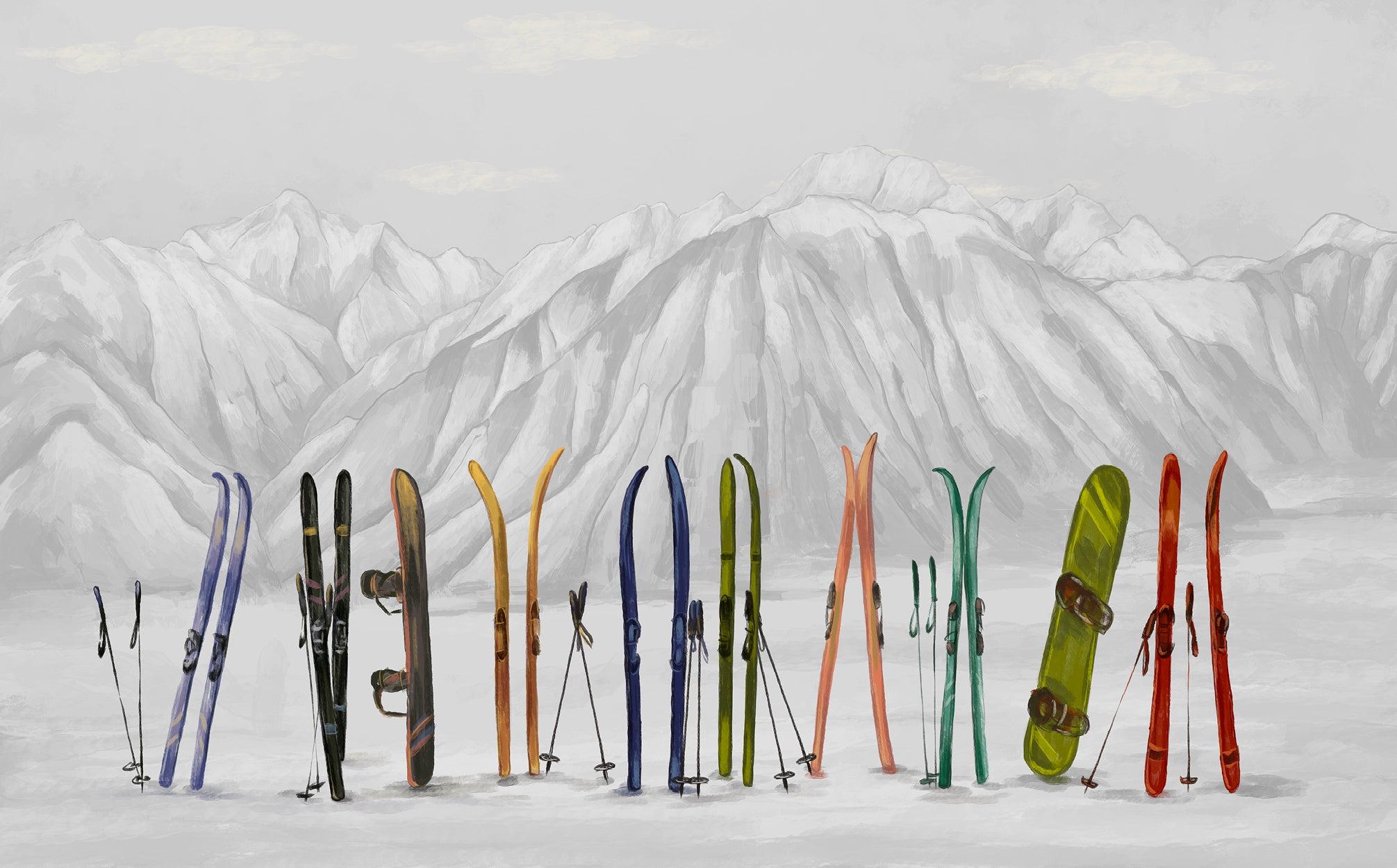 Papier peint ski à Courchevel, XXL, tendance