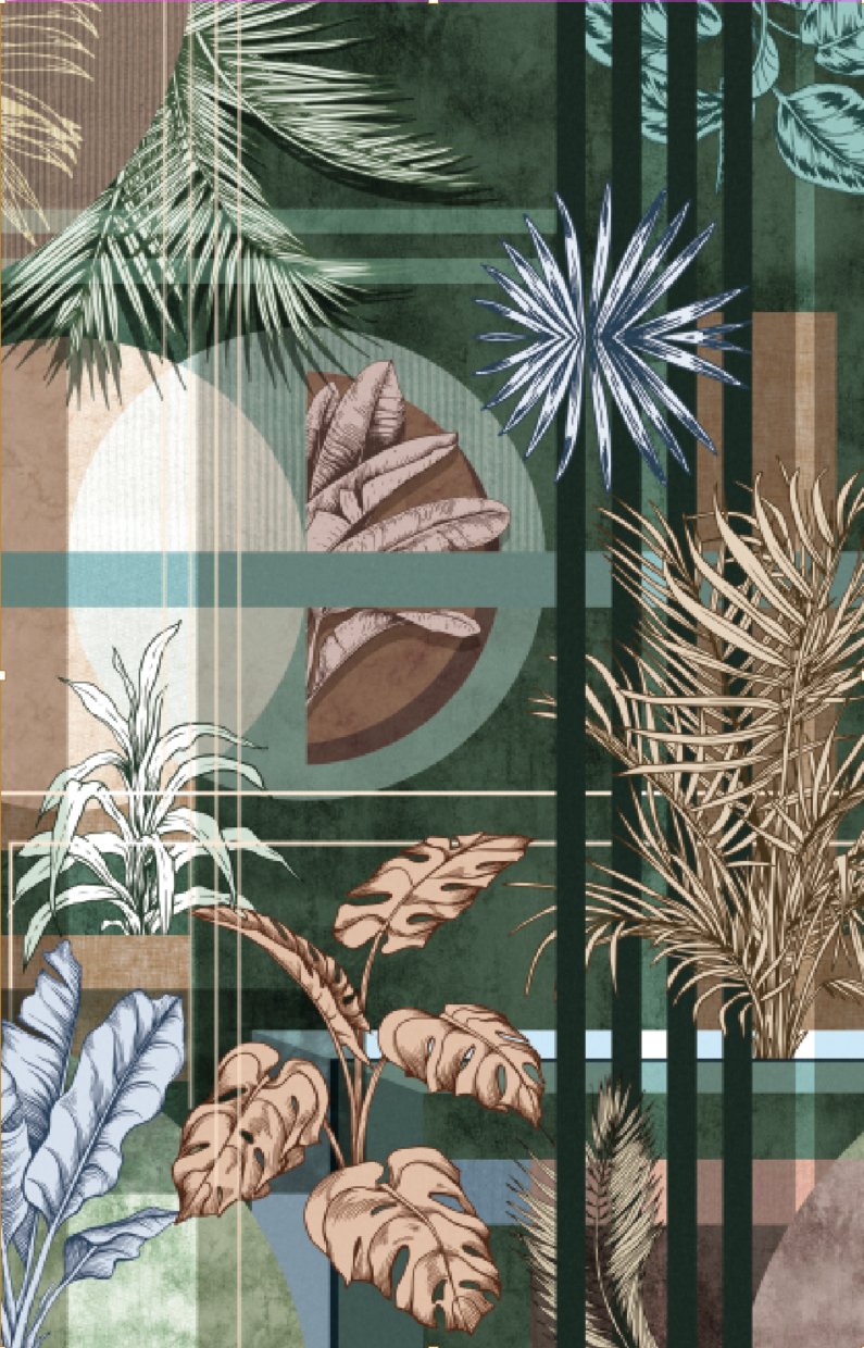 VP Geometric palms bathroom wallpaper L232cm x H365cm