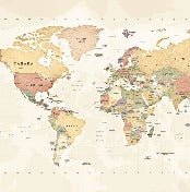 Papier peint panoramique carte du monde exploration, XXL, tendance