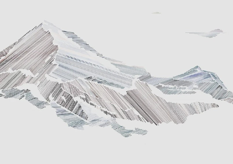 Papier peint restaurant montagne graphique style, XXL, tendance