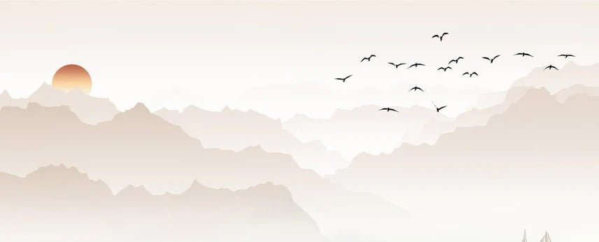 Papier peint montagne dans brume terracotta, XXL, tendance