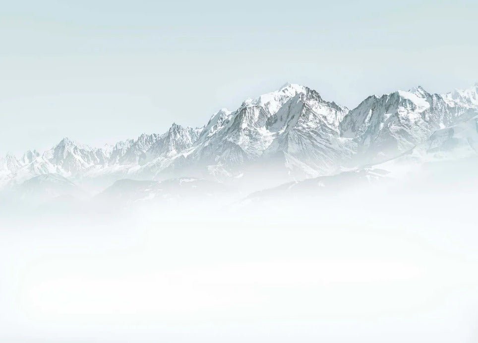 Papier peint Mont Blanc dans la brume bleu, XXL, tendance