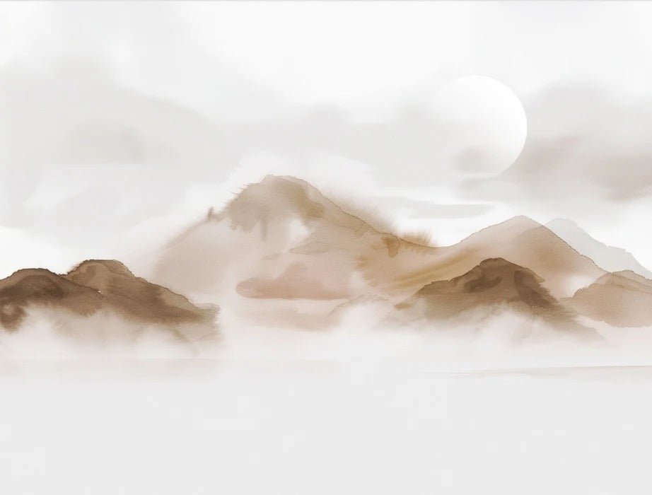 Papier peint montagnes voilées – Lueur sépia