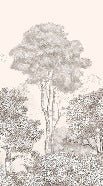 Papier peint panoramique Forêts et Monts Crayonnés Beige, XXL, tendance