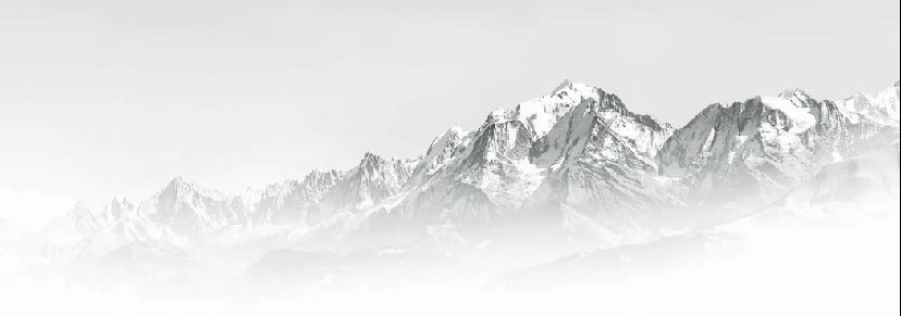 Papier peint Mont Blanc dans la brume noir et blanc, XXL, tendance