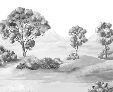 Papier peint paysage poétique noir et blanc, XXL, tendance