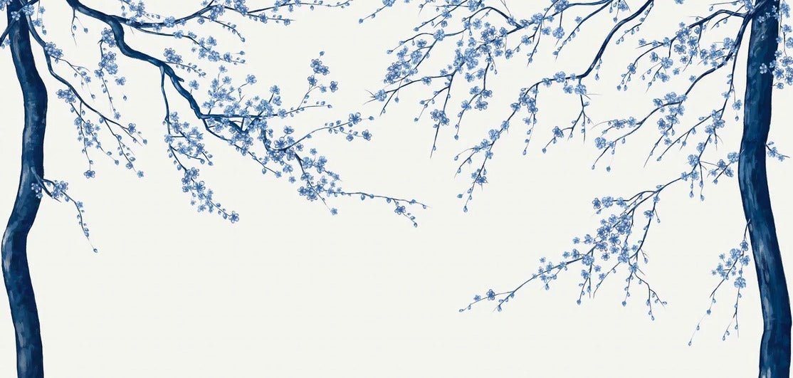 Papier peint panoramique fleur Sakura blanc