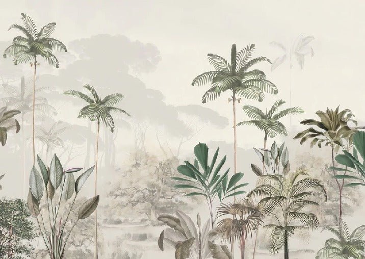 Panoramic jungle eden green wallpaper