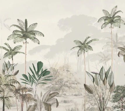 Panoramic jungle eden green wallpaper