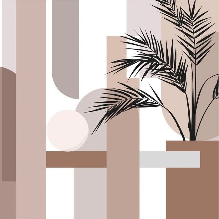 Panoramic geometric terracotta wallpaper