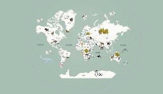 Papier peint Carte du monde en Francais enfant vert, XXL, tendance