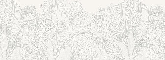 Panoramic wallpaper grey and white waltz of flowers
